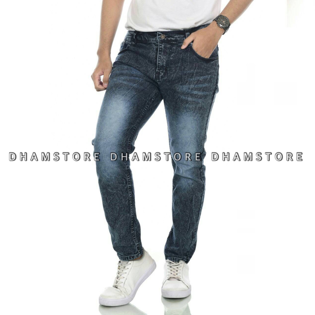 Celana Panjang Jeans Snow Ringkel Celana Panjang Jeans Pria Celana Panjang Jeans Sobek - 01