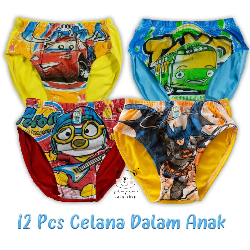 12 Pcs Celana Dalam Anak Laki Laki Murah Halus Tebal Berkualitas S M L XL Sempak Anak Cowok 12 Pcs dan 6 Pcs Grosir