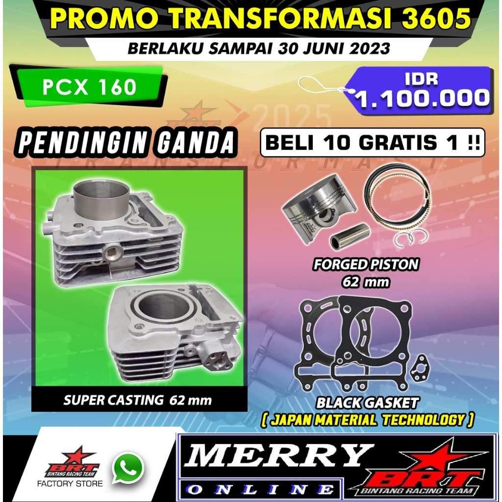 Paket Bore Up BRT Blok Casting Double Cooler Honda Vario 160 / PCX 160