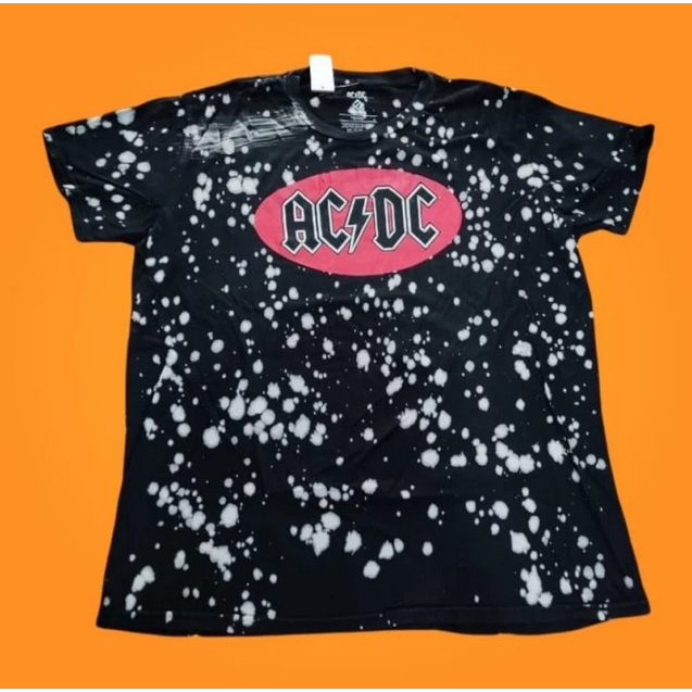 Kaos Band AC/DC Original _ STAINS Full over print Tie Dye