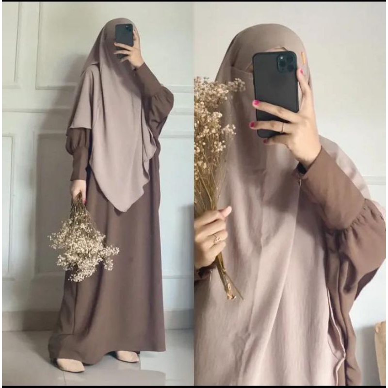 Abaya lengan Batwing Fatimah Crincle Airflow Premium