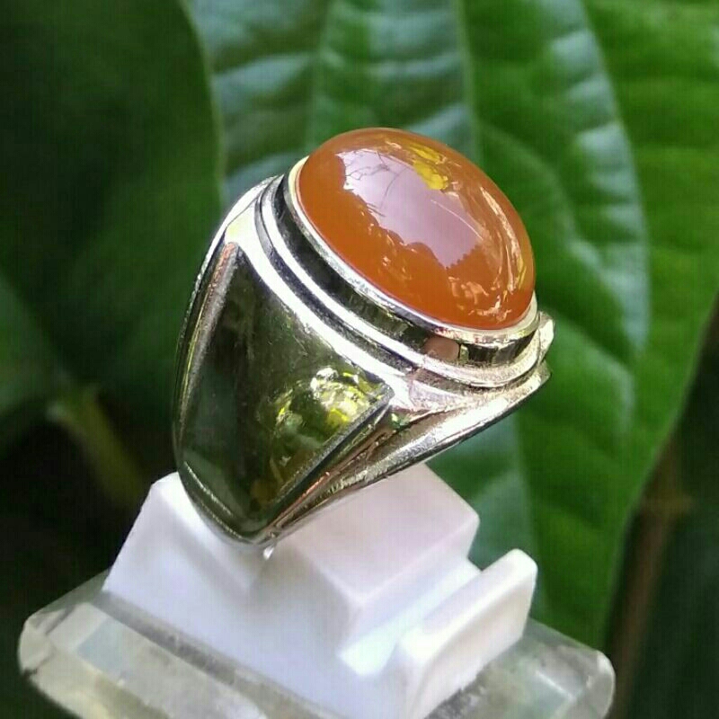 Cincin Batu Akik Yaman Coklat Madu Baturaja Natural