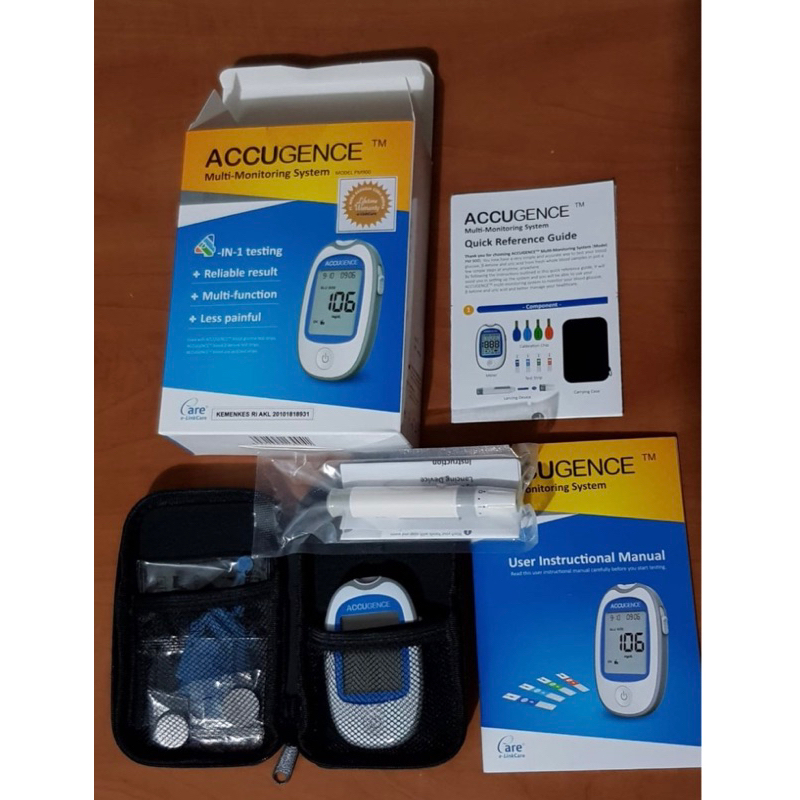 Accugence Alat Cek Darah 4in1 Gula Kolesterol Asam Urat Keton dalam 1 Alat 4 in 1