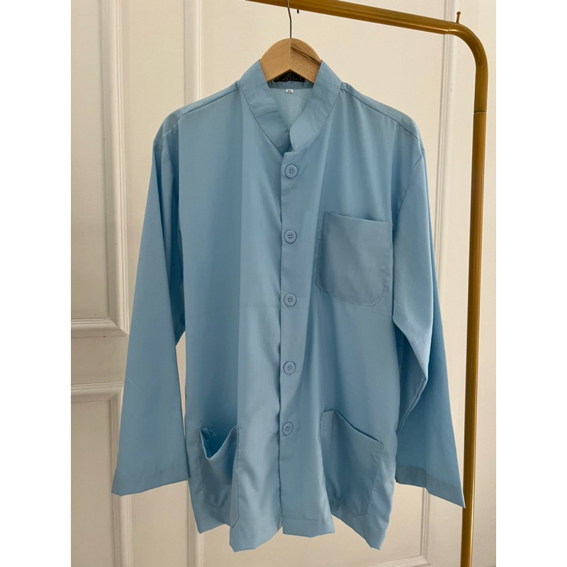 BAJU KOKO SULTAN BIRU MUDA BAJU KOKO PRIA bahan toyobo premium koko habib koko lengan panjang