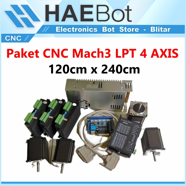 [HAEBOT] Paket CNC Mach3 LPT Set 4 Breakout Pararel DM542 Nema 23 1.89Nm Plasma Stepper PSU LPT Rout