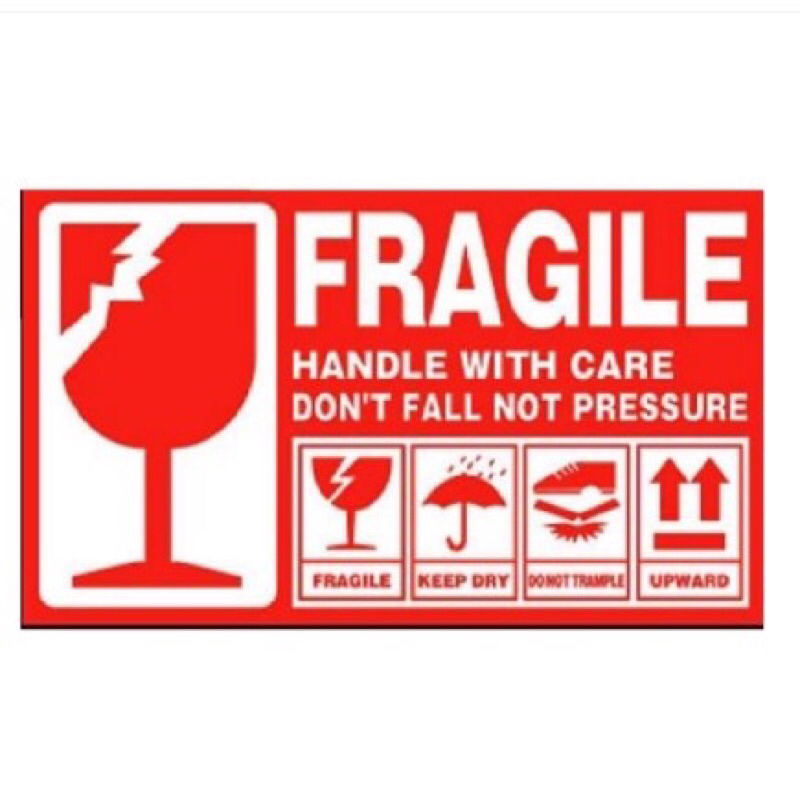 

Sticker Label Fragile Handle With Care Stiker Hati-Hati Awas Pecah 9.5 X 5 Cm
