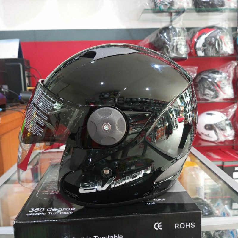 Helm KYT 2 Vision Solid Hitam Gloss Original