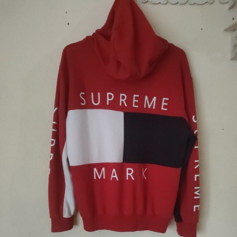 Supreme Mark Hoodie Zipper Merah