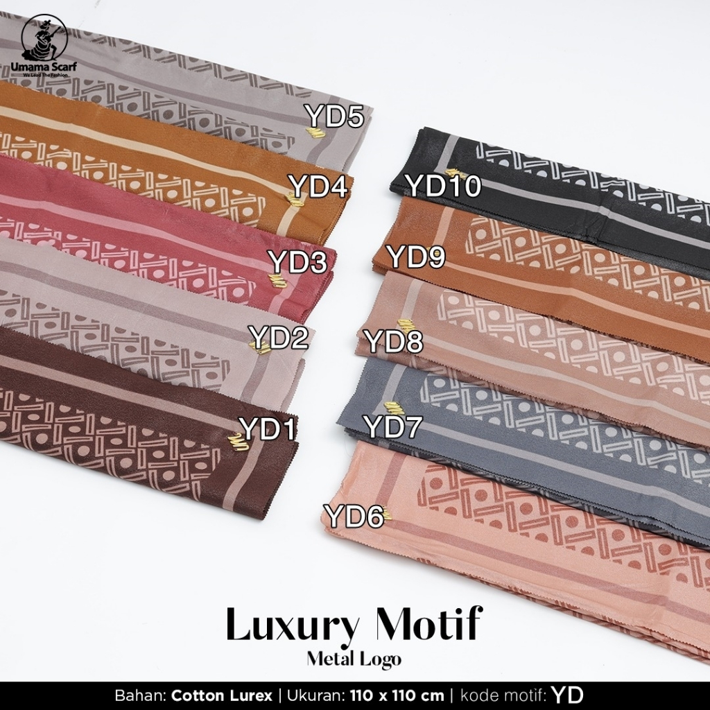 [RANDOM] Jilbab Segiempat LUXURY PRINT UMAMA motif bahan Cotton Lurex original Premium khusus RANDOM CAMPUR  WARNA DAN MOTIF