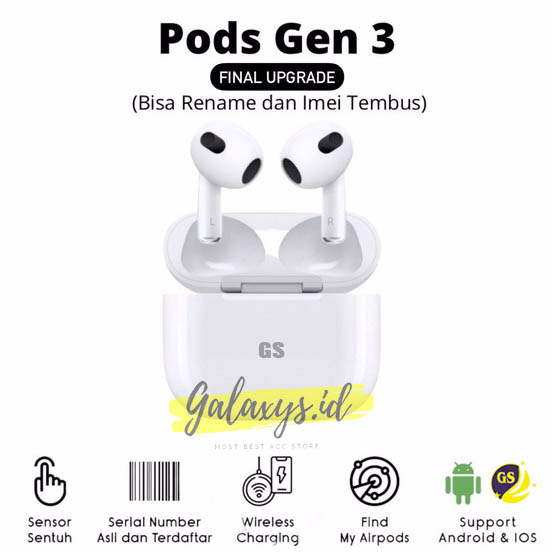 Galaxysacc Gen 3 Wireless Manufactured Premium Quality Headset Generasi 3 Super Clone 1:1