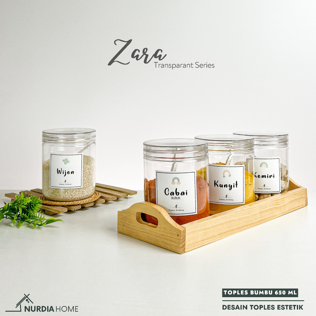 NURDIA HOME Zara Toples Bumbu 650 ml Transparant / Tempat Bumbu / Wadah Bumbu / Botol Bumbu dapur - JT02