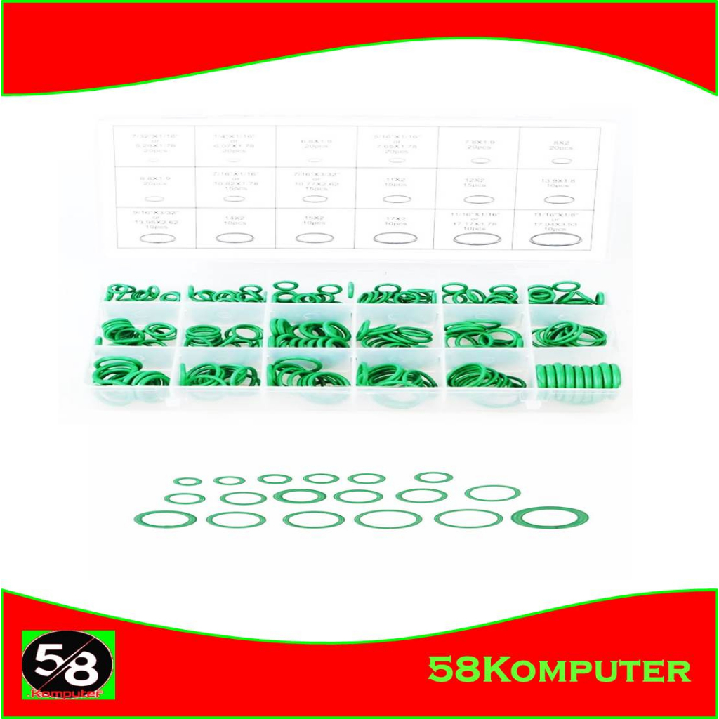 Taffware Karet Rubber O Ring Seal Tightening 270 225 200 PCS Set Kotak Segel O-Ring Reparasi AC Mobil Spare Part Penutup Karet Cincin Penyegel Gasket Set Kit Karet Cincin O Set Oring Seal Box