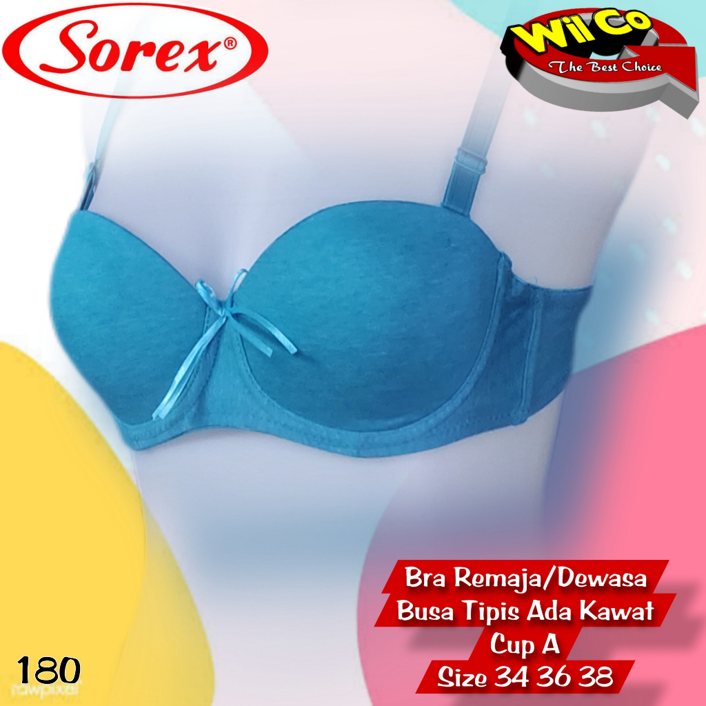 K180 - BRA/BH WANITA SOREX BUSA TIPIS ADA KAWAT DUA PENGAIT SIZE 34-38 CUP A