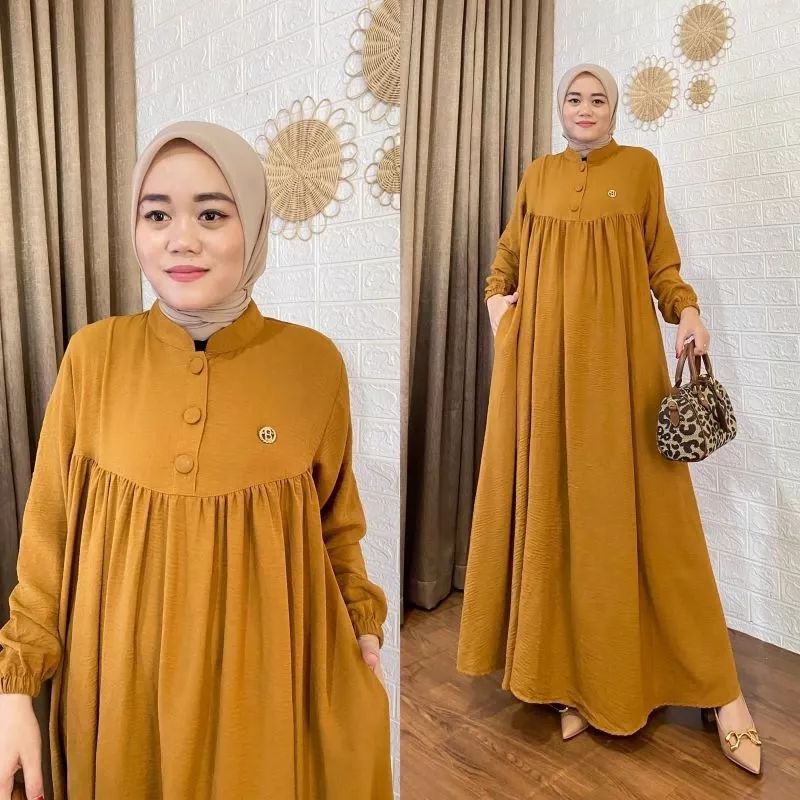 GAMIS VIRAL CRINKLE AIRGLOW BUSUI LD 11O CM PANJANG 135 CM//BUSANA WANITA MUSLIM TERLARIS