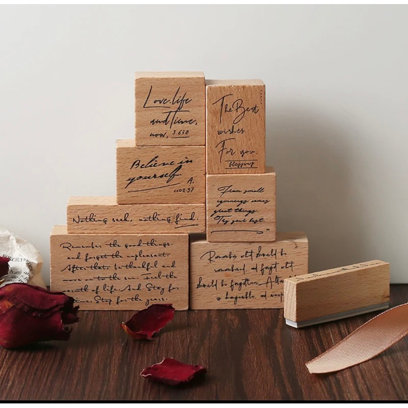 

Ecer wooden rubber stamp for scrapbook journal journaling bujo / stempel kayu scrapbook / handwriting