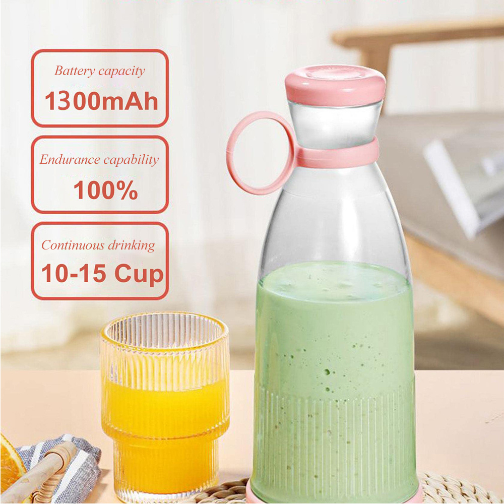 Blender Portable Mini Juicer Rechargeable 1300mAh 380ml - D10294 - Pink