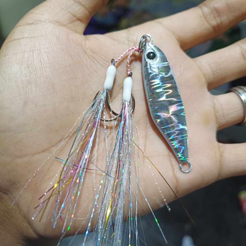 MICRO JIG 7g 10g 15g 20gram satu set asist hok|Metaljig tetra Free assist hoks Siap pakai non gid ultraligh jigging|kail pancing umpan pancing