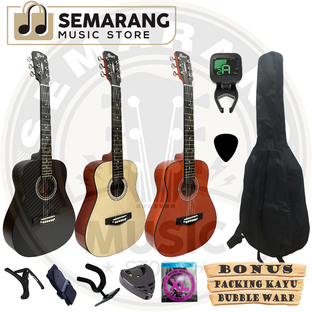 Gitar Akustik ¾  Cort Custom Tanam Besi Gitar 3/4 Cort Custom Termurah Paket Super Komplit