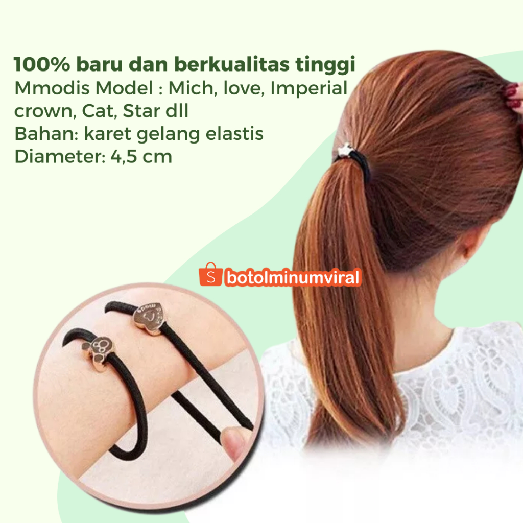 Ikat Karet Tali Rambut Anak Dewasa Korea Elastis 500pcs Ada Pouch