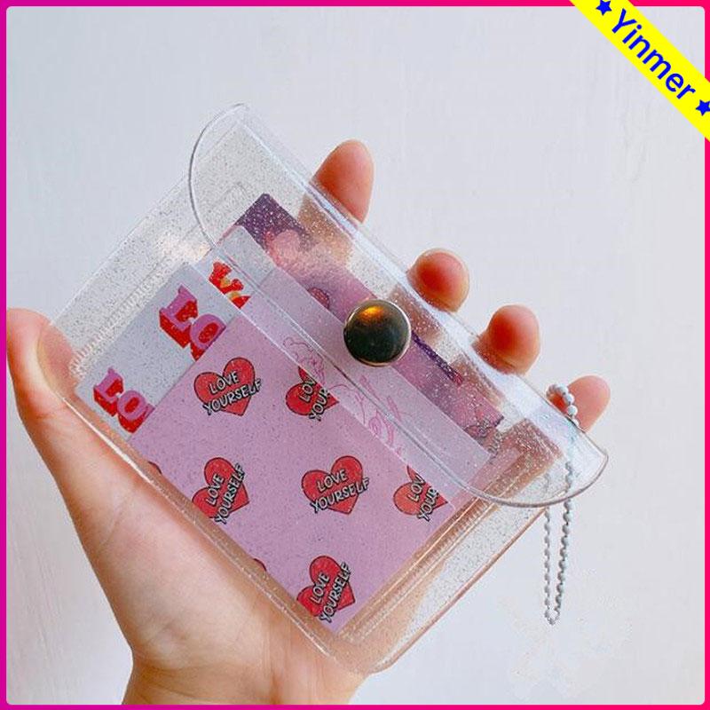 Dompet Koin Transparan Simple dengan Buckle Lucu Aesthetic untuk Unisex - Mini Pouch Card Holder PVC