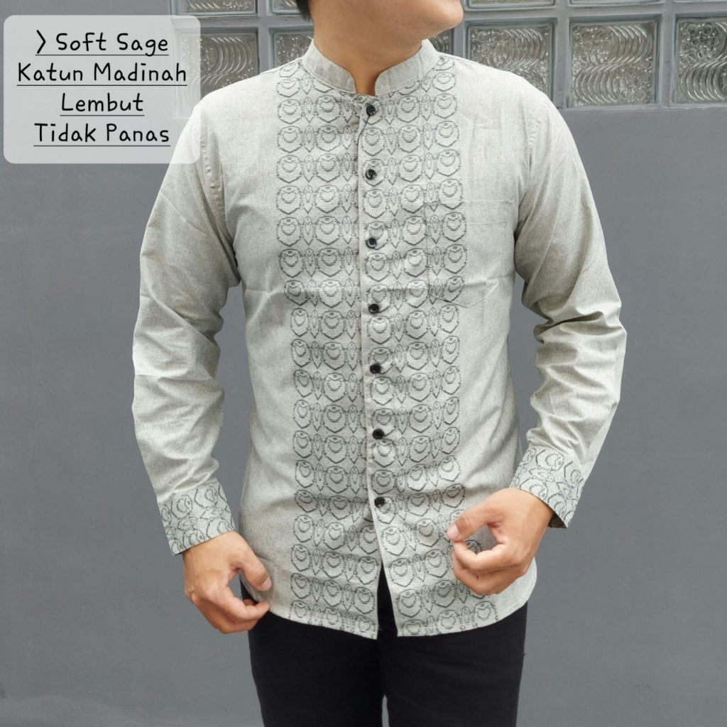 CDL 10 HEM KEMEJA KOKO PRIA SLIM FIT LENGAN PANJANG COLIN DION BAJU KOKO MUSLIM LEBARAN