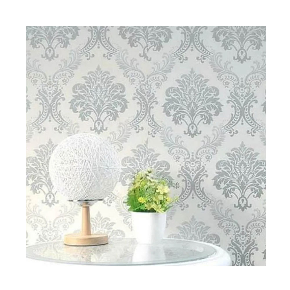 Wallpaper Stiker Dinding Kamar Tidur Ruang Tamu Aesthetic Motif Batik Silver