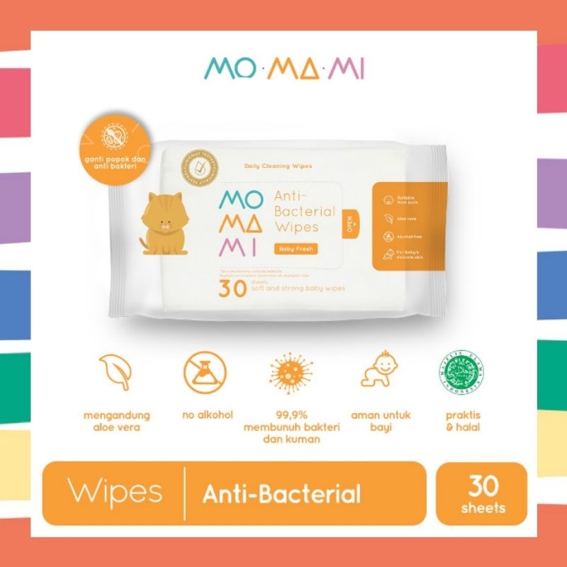 Momami Anti Bacterial Wipes / Tisu Basah Anti Bakteri Anak Bayi