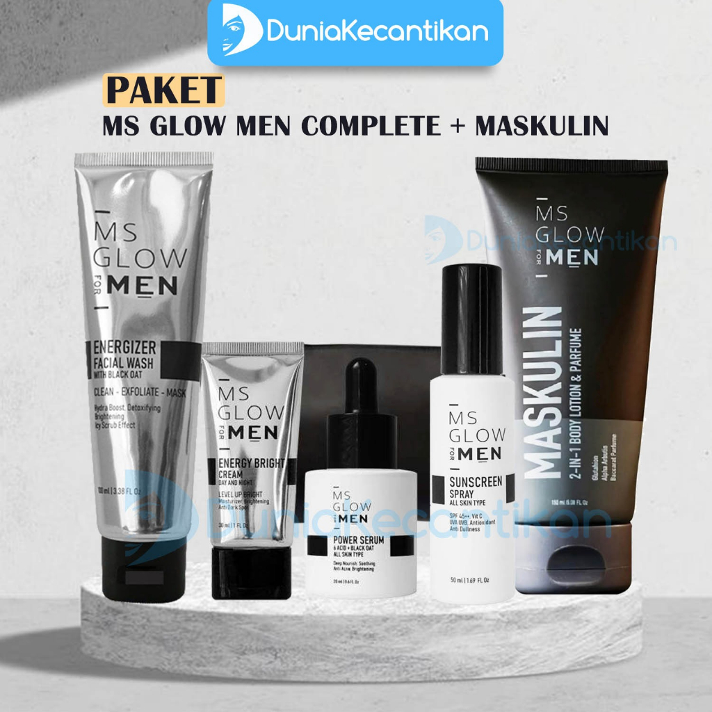 Ms Glow Men Paket Basic Complete / Ms Glow For Men Original free pouch / Skincare Pria Paket Perawatan Wajah MsGlow Men