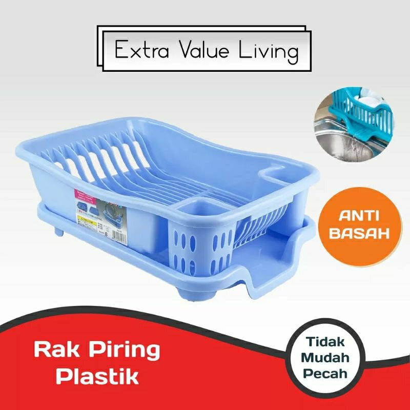 Rak Piring / Pengering Piring Dengan Nampan / Rak Piring Yoshikawa RP-08/Rak Piring Plastik Murah