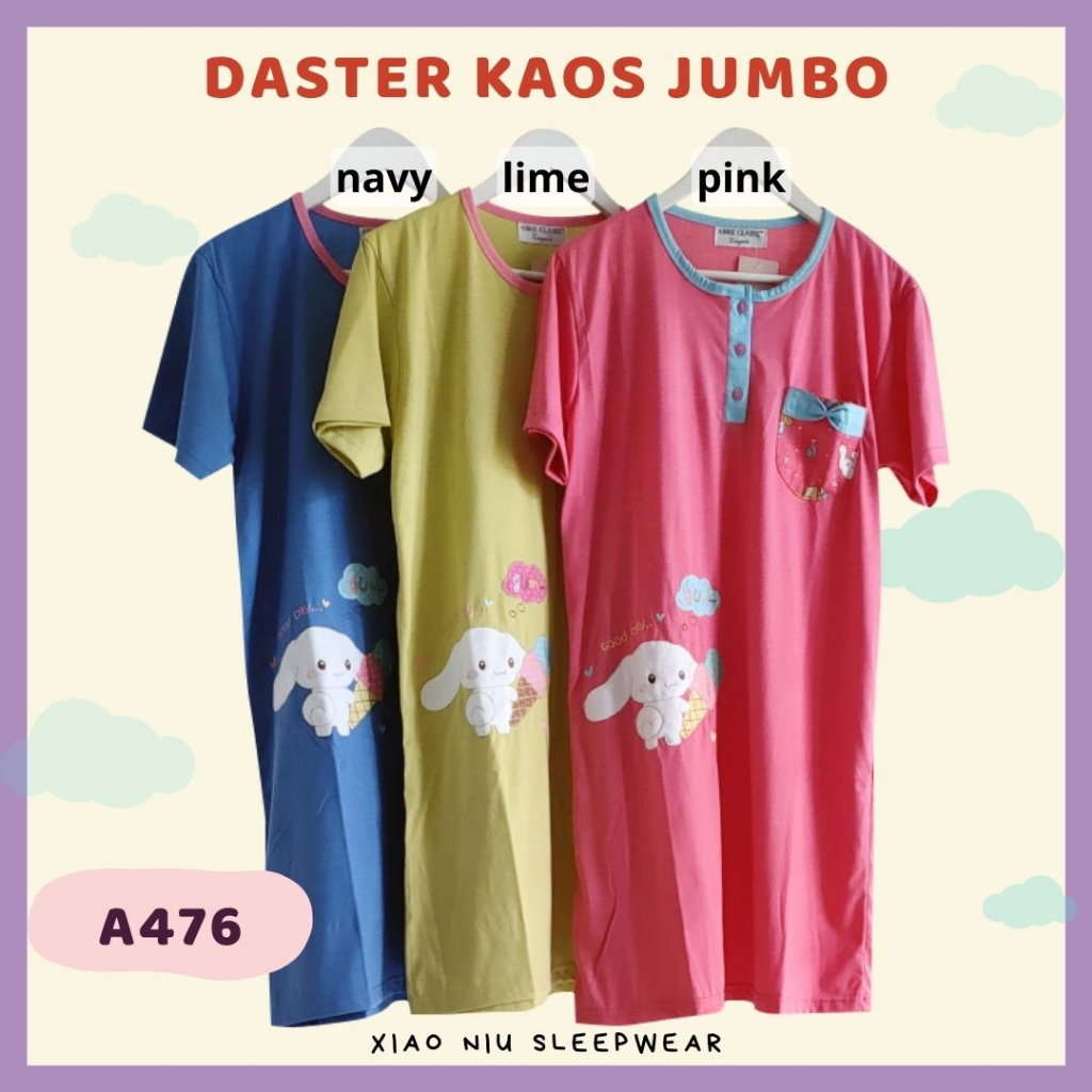 Daster Jumbo Wanita Kancing Depan Size 2L Kaos Premium / Baju Tidur Wanita