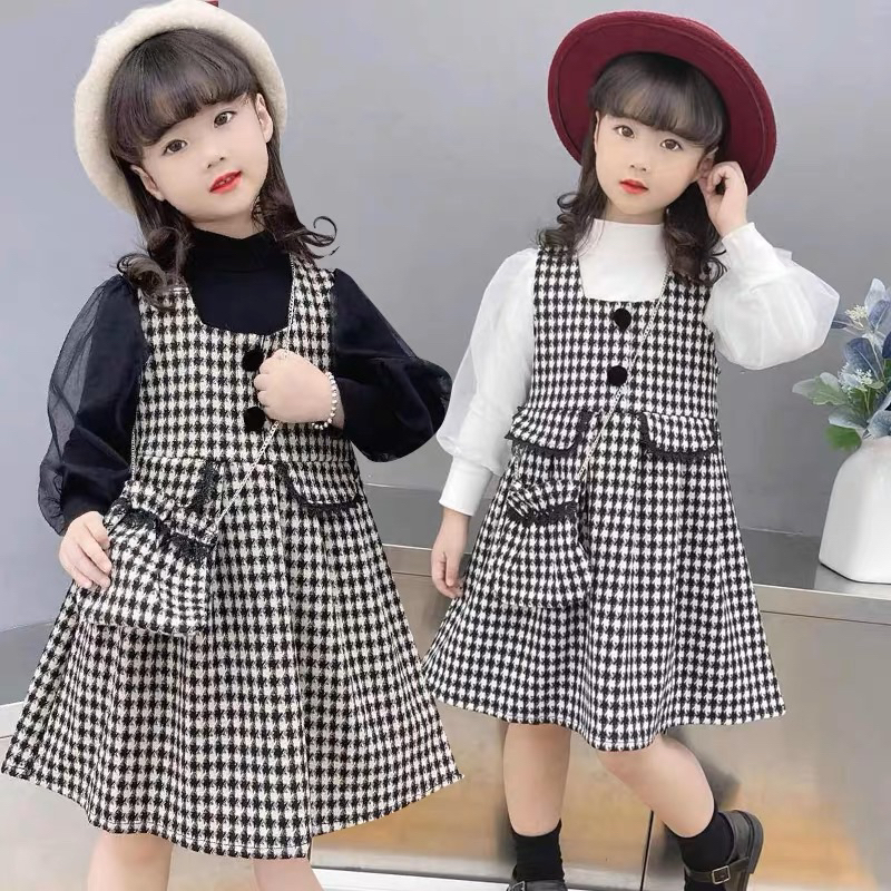 (3-7thn) dress wayne anak perempuan / dress gemoy anak cewek free tas