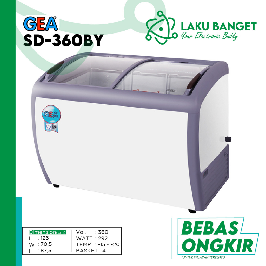 GEA Sliding Curve Glass Freezer SD-360BY / Freezer Sliding GEA SD 360BY Garansi Resmi