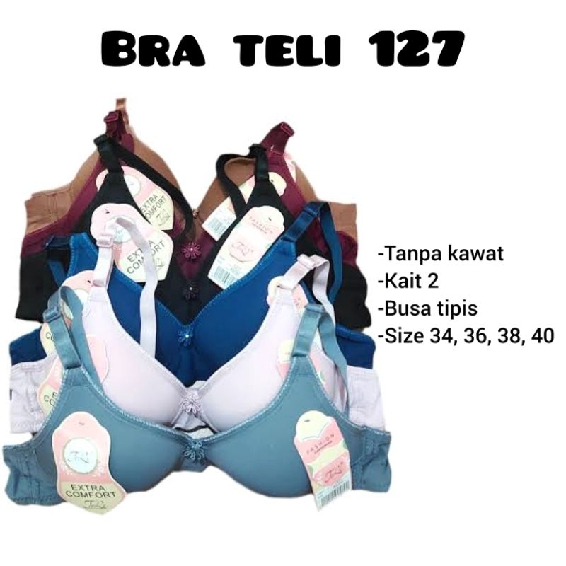 Bra/BH Teli 127 Extra Comfort Cup B Tanpa Kawat Kait Dua Busa Tipis Cup Kecil | Bra Remaja Dewasa