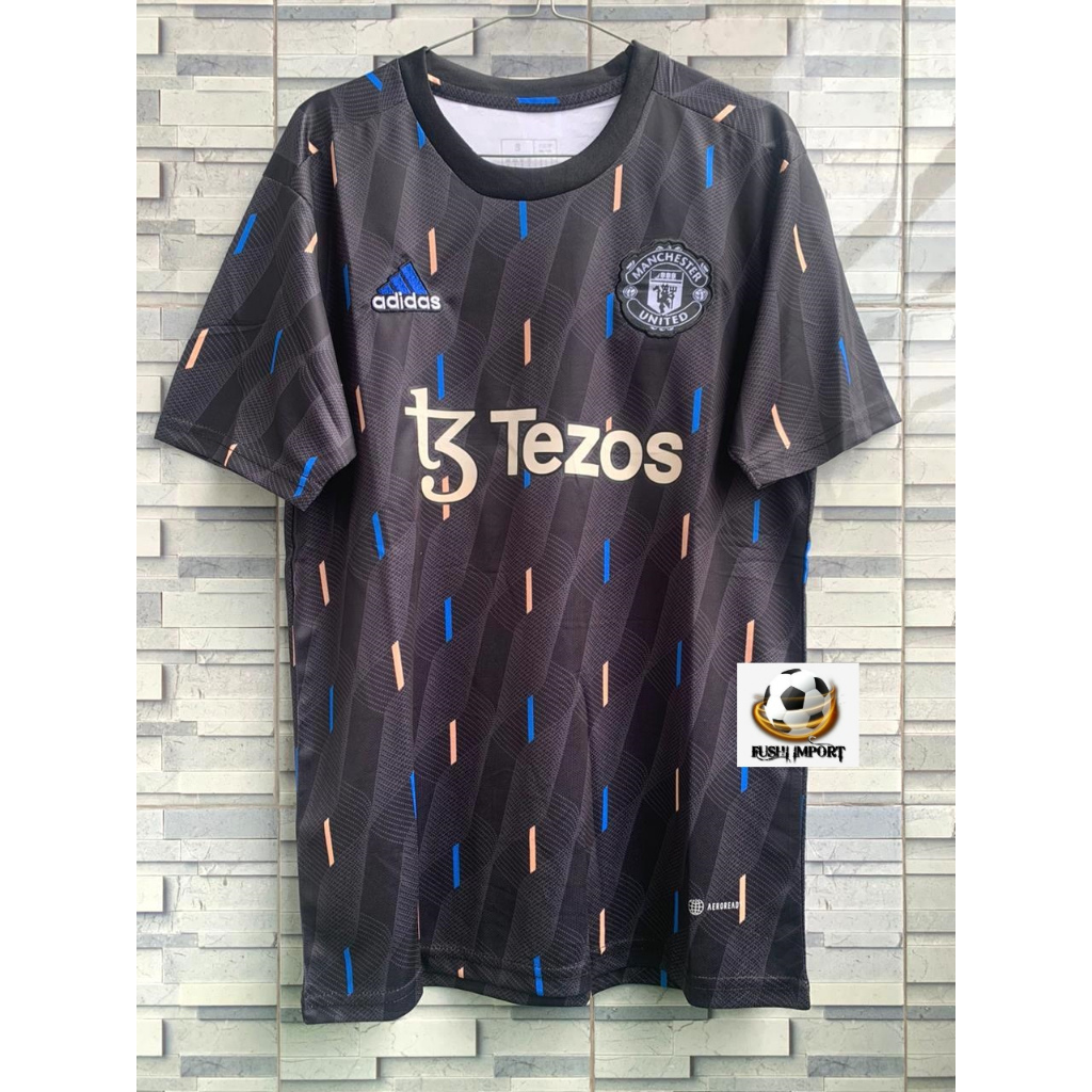 Jersey Baju Bola MU Training Shirt Black NEW 2022 2023 Grade Ori