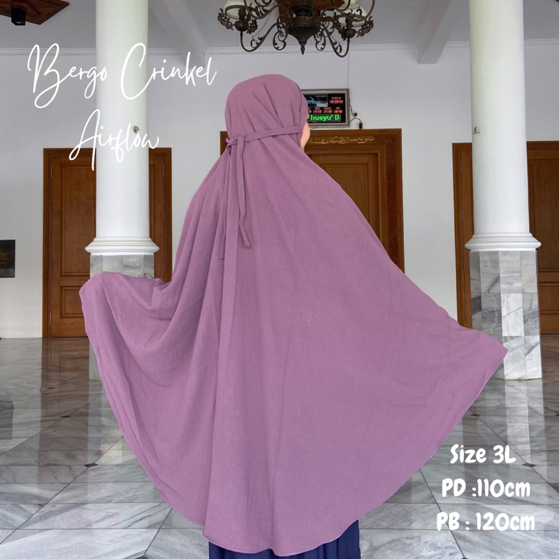 JILBAB BERGO MARYAM CRINKLE TALI /PED SYARI SUPER JUMBO 3L
