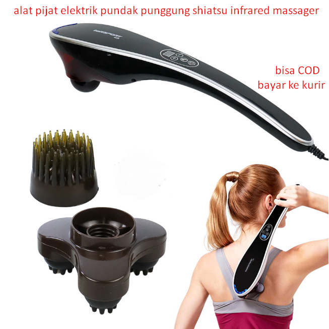 Alat pijat punggung pundak tangan shiatshu 3 kepala pijat merelaksasi tubuh ergonomis bisa sambil du