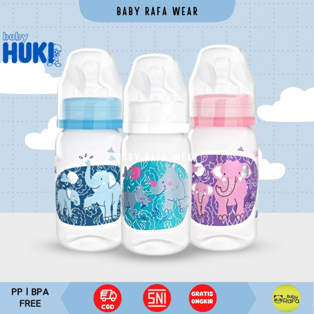 Baby Huki Botol Susu PP SP Round 60 ML 120 ML 240 ML Dot Gepeng Nipple Silicone Orthodontic