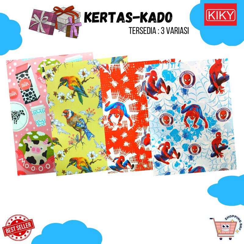 

Kertas Kado Kiky Per 10Pcs / 3 pilihan variasi Random ( 10 Pcs)