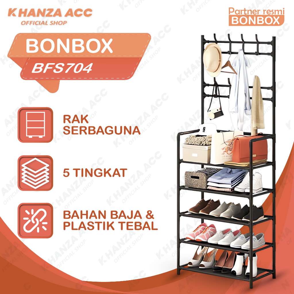 KHANZAACC BONBOX BFS704 Rak Sepatu 3 in 1 Serbaguna dan Multifungsi