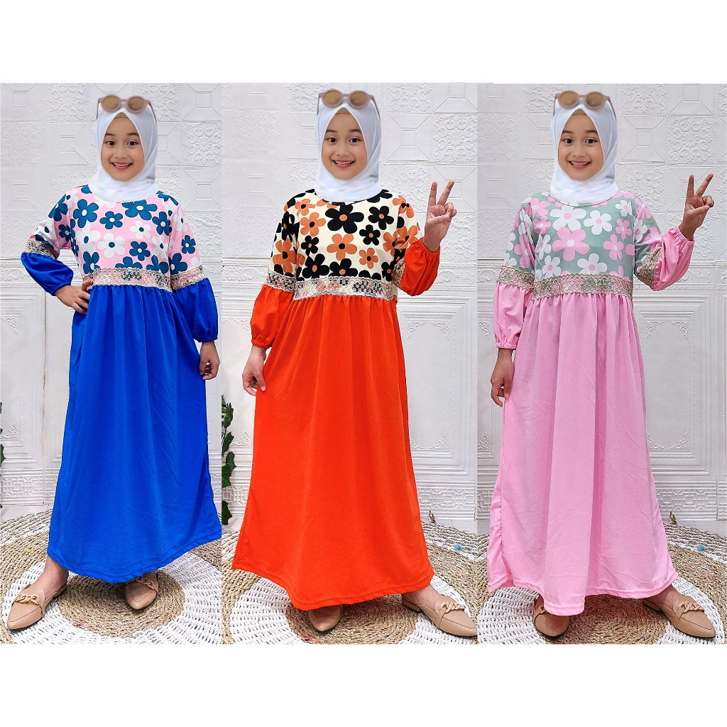 CF Kids Gamis Talia Bunga Renda Emas