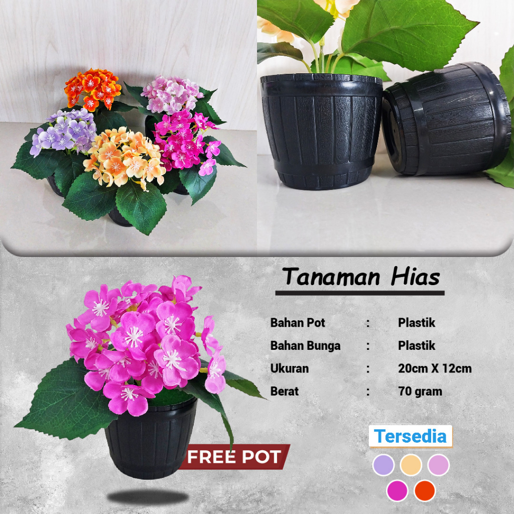 Satu7an PBP63 Pot Bunga Hias Mini Tanaman Bunga Plastik Ornamen Bonsai Pajangan Dekorasi Rumah Artificial Flower