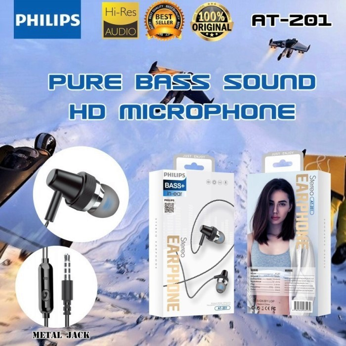 HEADSET HANDSFREE PHILIPS AT-201 &amp; AT-204 EARPHONE BESI AT201 AT204