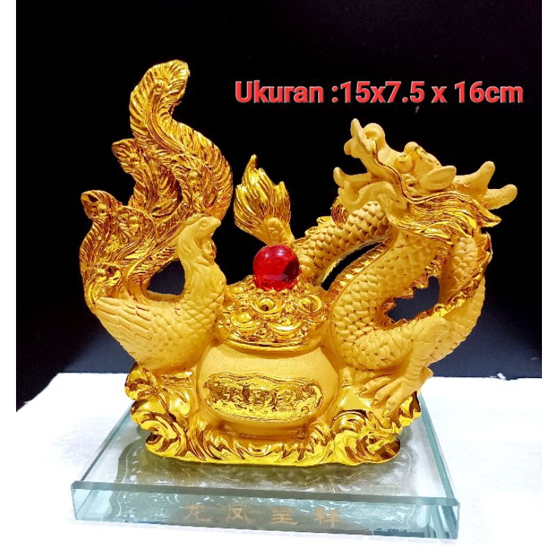 Pajangan Kapal Naga Kuda Feng Shui / Figurine Fiber Mini / Patung Kapal / Patung Kuda / Patung Lungfung