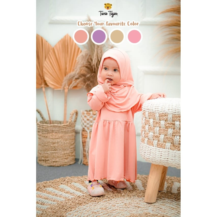 Twin Tiger Amira Gamis Set - Baju Muslim Anak Perempuan (TT-AGS) WARNA RANDOM