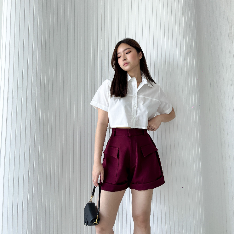 Karra Basic Crop Top / Shirt Korean Style / Crop Top / Kemeja Casual