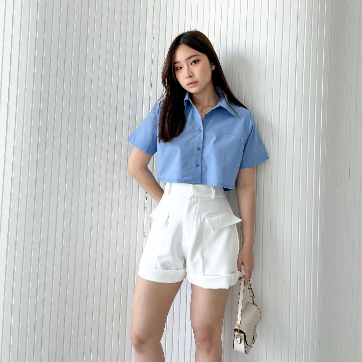 Karra Basic Crop Top / Shirt Korean Style / Crop Top / Kemeja Casual