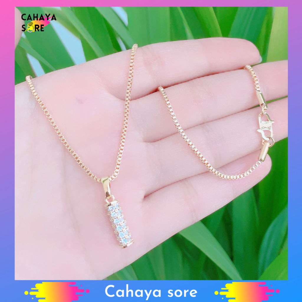 Kalung Xuping Gold Kalung Dewasa Model Italy Liontin Permata Kotak KD05