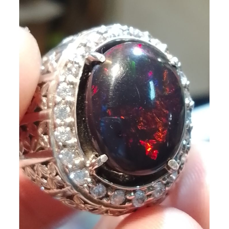 BATU KALIMAYA BLACK OVAL KEMBANG JARONG 100% NATURAL