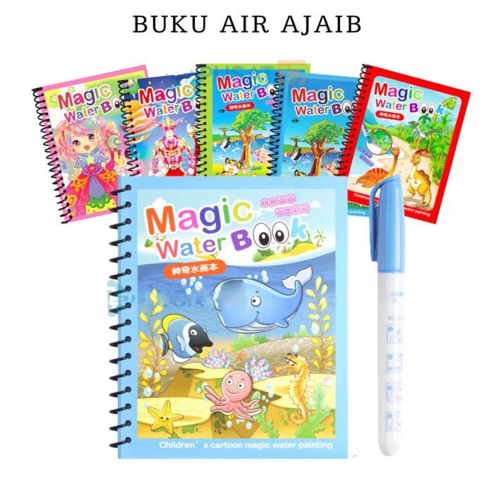 Mainan Edukasi Magic Water Book Buku Mewarnai Ajaib Dengan Spidol Air Magic Waterbook Coloring Book Invisible Ink