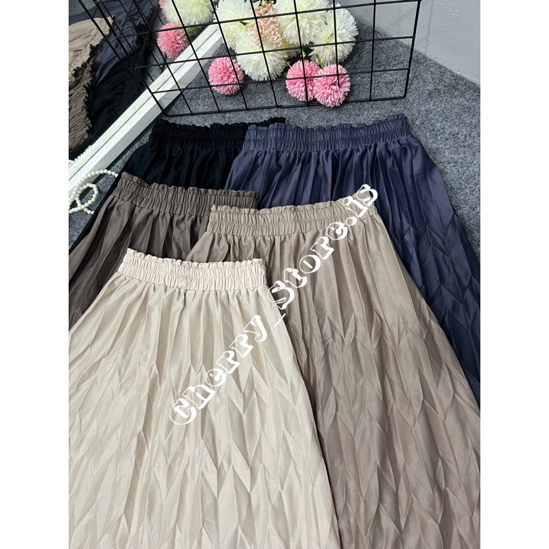 Cherry_FOXY04 | Pleated skirt FOXY PREMIUM | rok plisket daun padi wanita | rok muslim